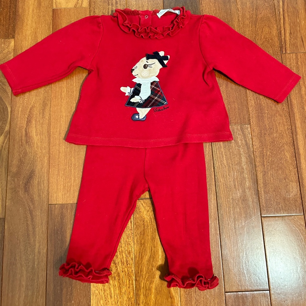 PATACHOU GIRLS RED BUNNY TROUSER SET